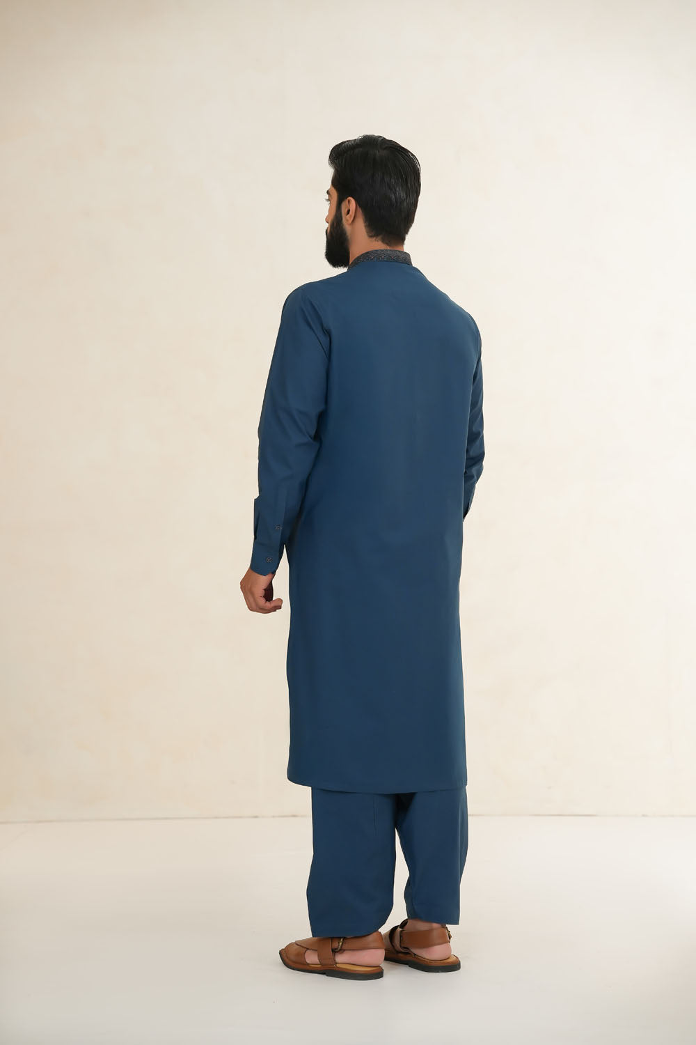 Greyish Blue Embroidered Kurta Shalwar by Al Deebaj, photo 5