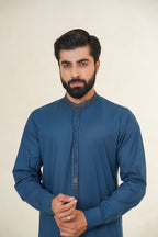 Greyish Blue Embroidered Kurta Shalwar by Al Deebaj, photo 2