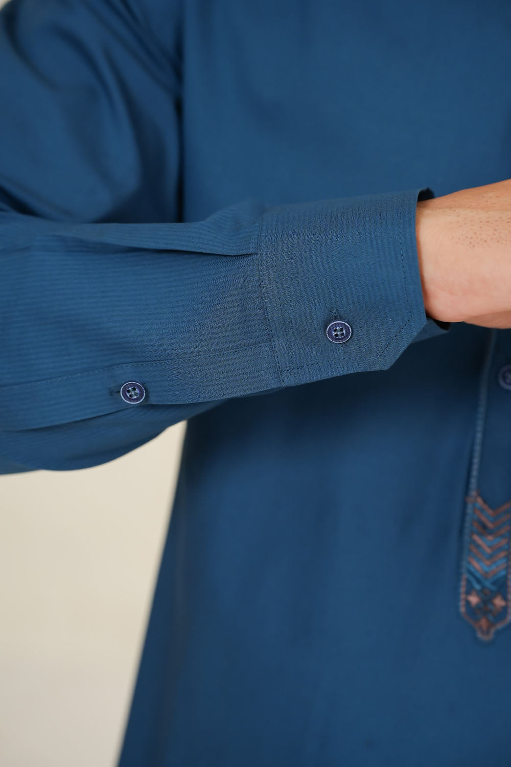 Greyish Blue Embroidered Kurta Shalwar by Al Deebaj, photo 4