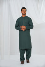Dark Green Embroidered Kurta Shalwar by Al Deebaj, photo 5