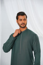 Dark Green Embroidered Kurta Shalwar by Al Deebaj