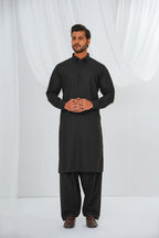 Black Plain Kurta Shalwar by Al Deebaj