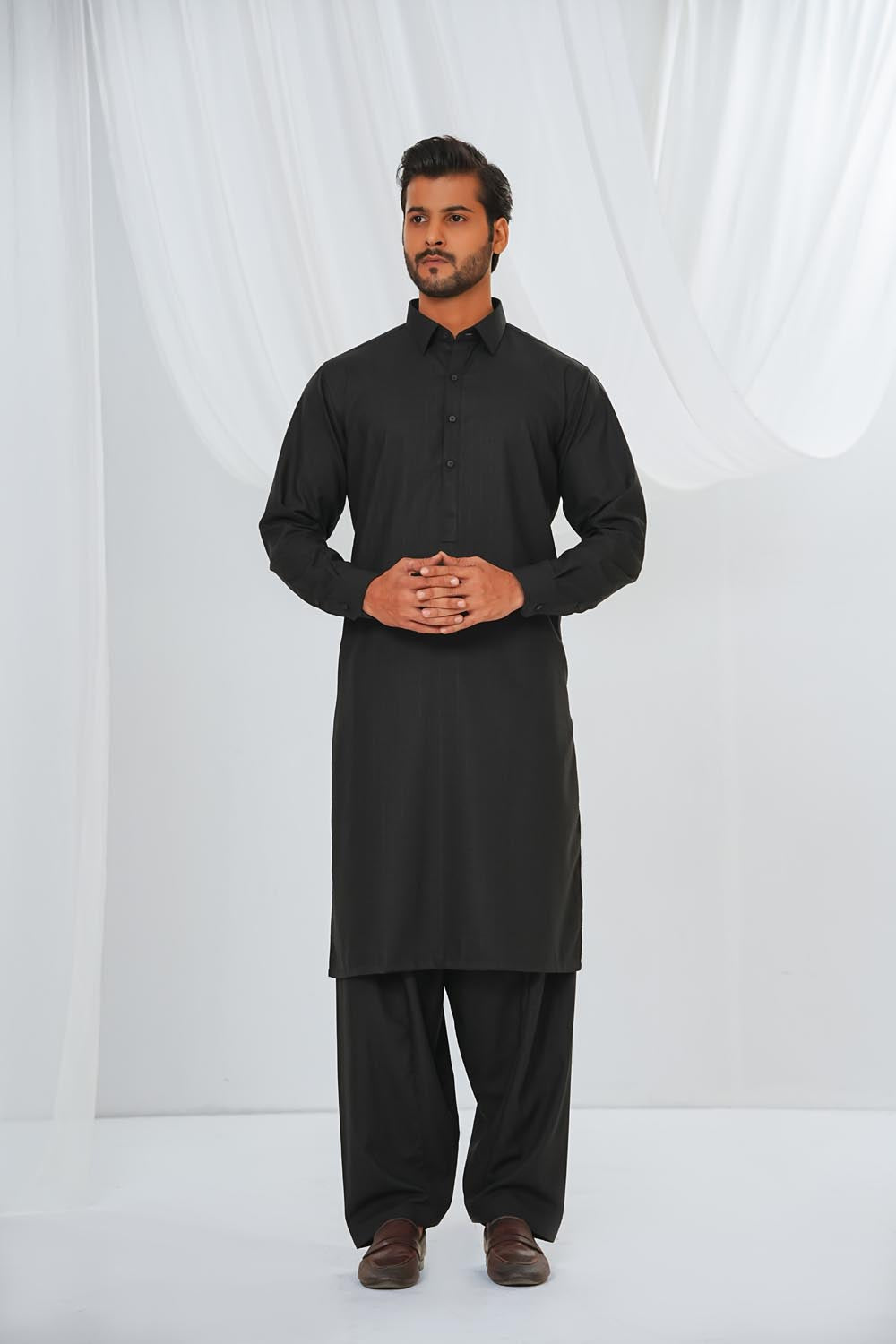 Black Plain Kurta Shalwar by Al Deebaj