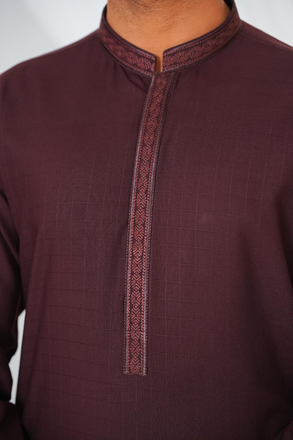 Maroon Embroidered Kurta Shalwar by Al Deebaj, photo 2