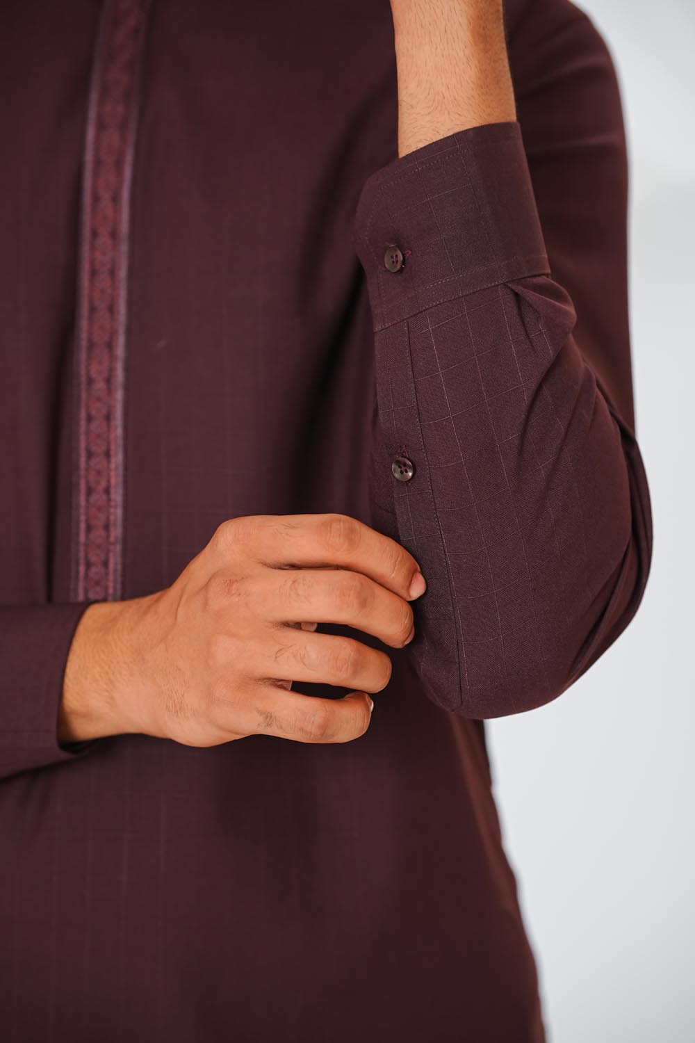 Maroon Embroidered Kurta Shalwar by Al Deebaj, photo 3