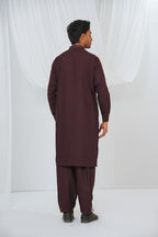 Maroon Embroidered Kurta Shalwar by Al Deebaj, photo 4