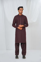 Maroon Embroidered Kurta Shalwar by Al Deebaj