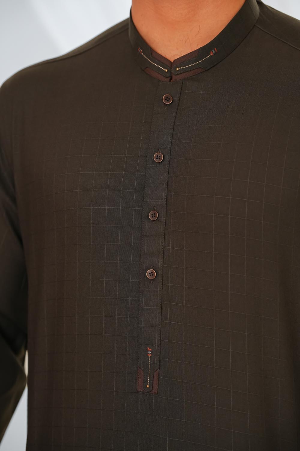 Dark Brown Des Kurta Shalwar by Al Deebaj, photo 2
