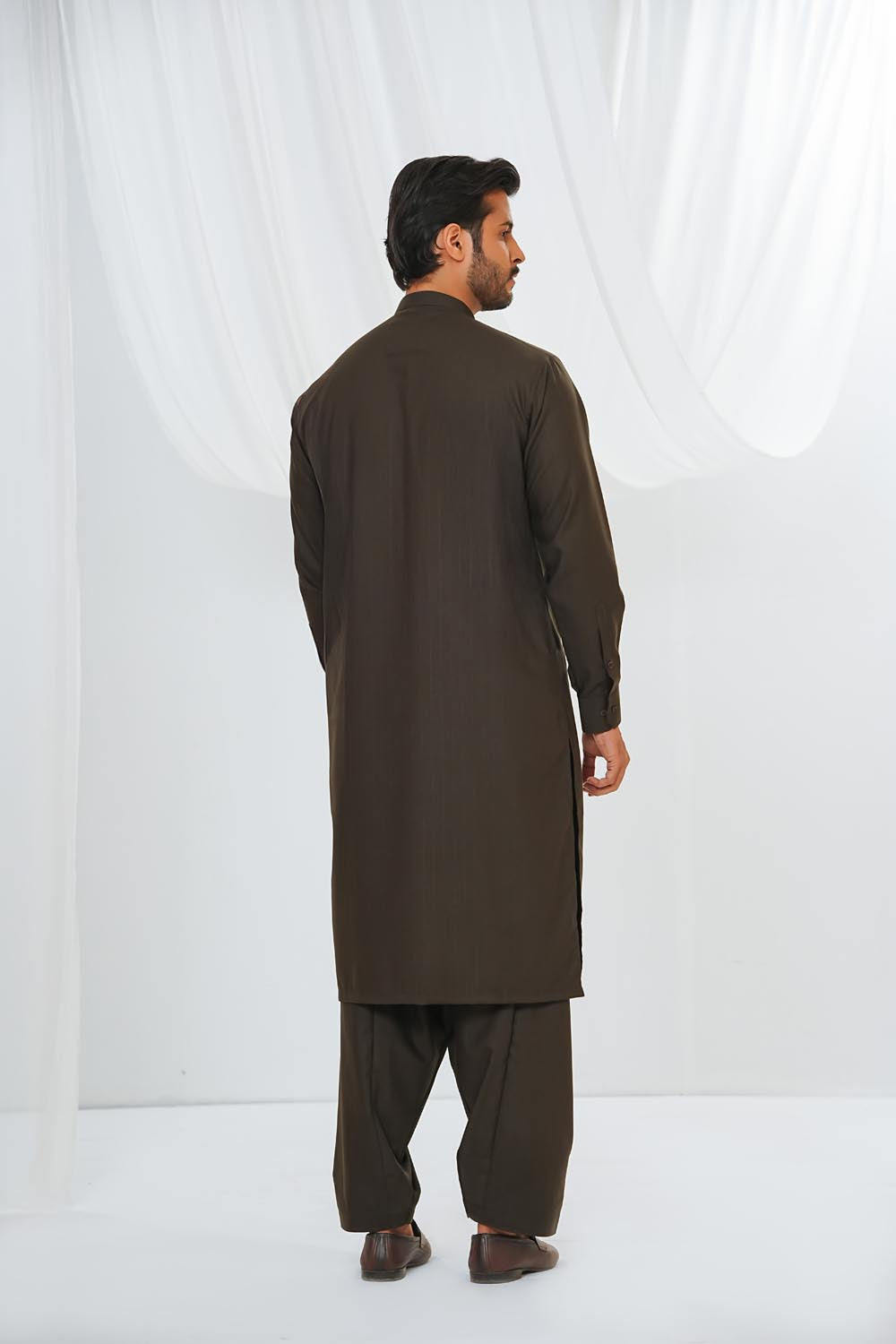 Dark Brown Des Kurta Shalwar by Al Deebaj, photo 4
