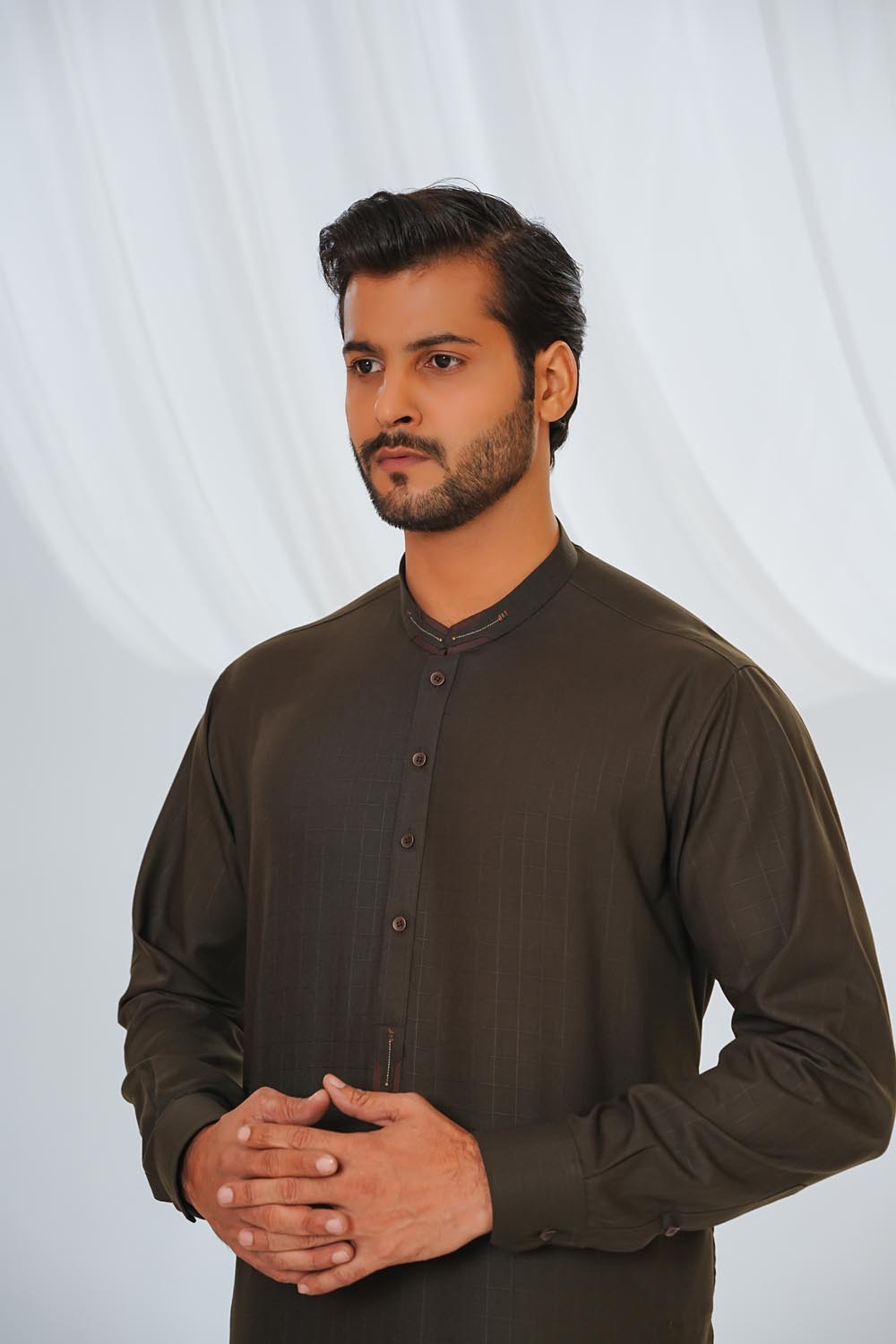 Dark Brown Des Kurta Shalwar by Al Deebaj