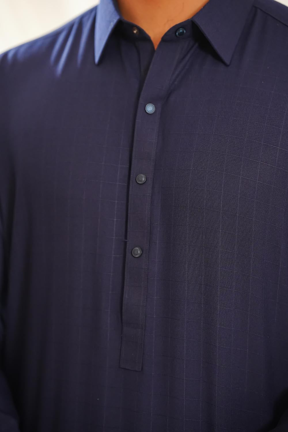 Navy Blue Kurta Shalwar by Al Deebaj, photo 3