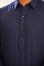 Navy Blue Kurta Shalwar by Al Deebaj, photo 3