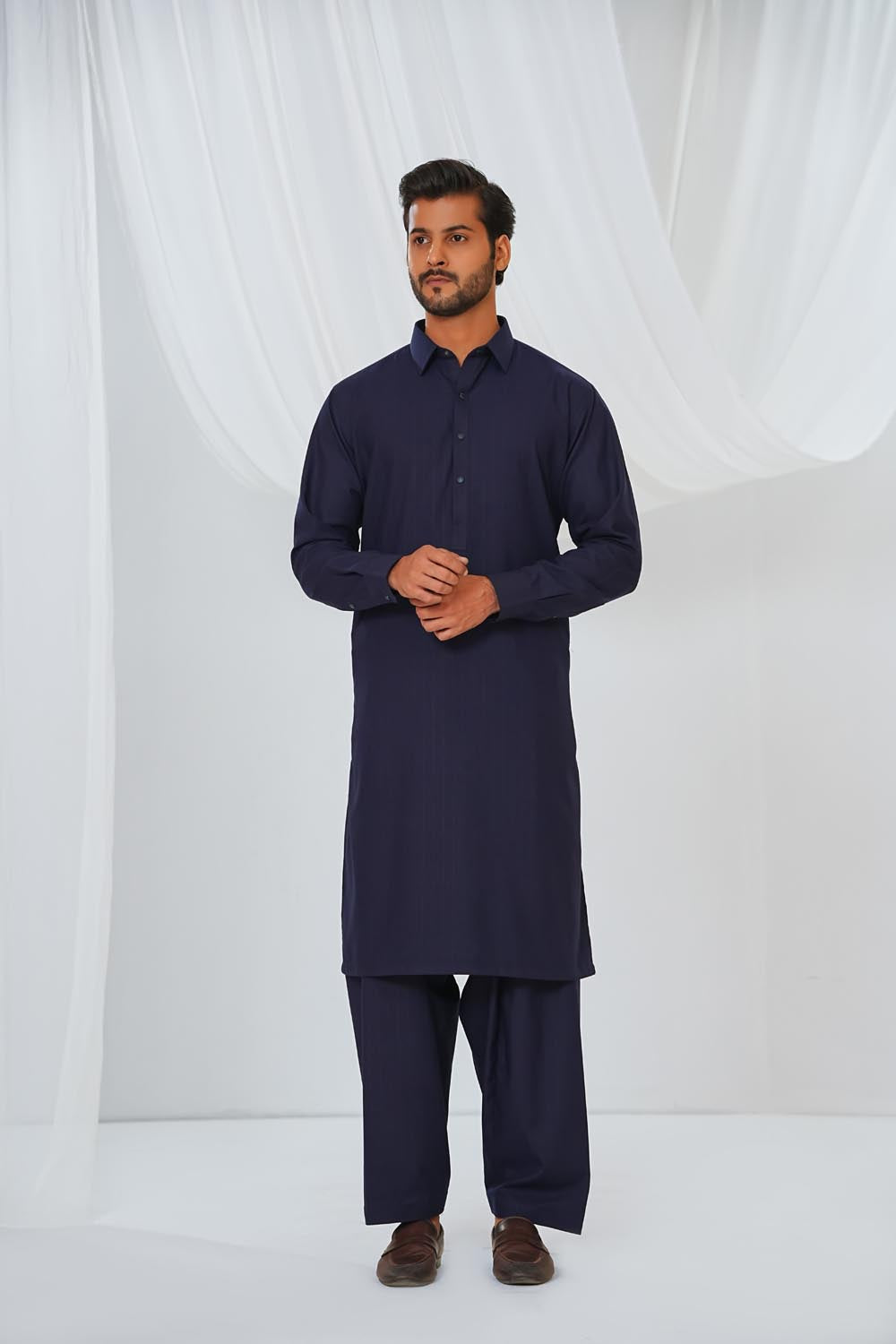Navy Blue Kurta Shalwar by Al Deebaj