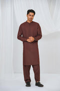 Maroon Plain Kurta Shalwar by Al Deebaj