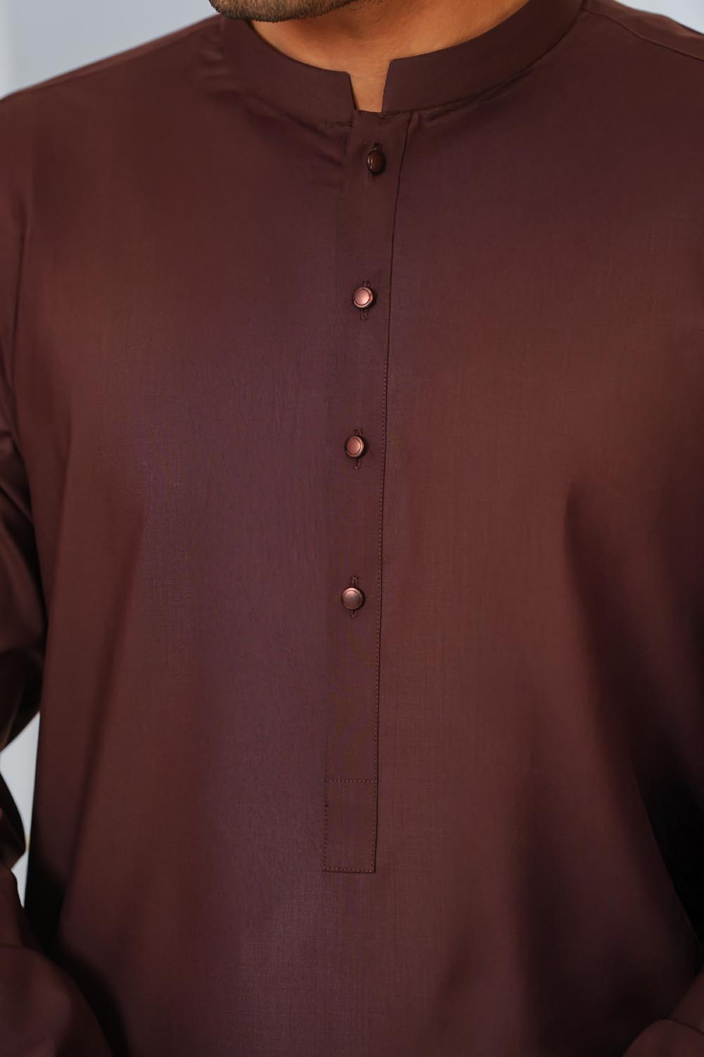 Maroon Plain Kurta Shalwar by Al Deebaj, photo 2