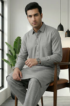 Ash Grey Kurta Shalwar by Al Deebaj, photo 3