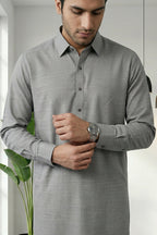 Ash Grey Kurta Shalwar by Al Deebaj, photo 2