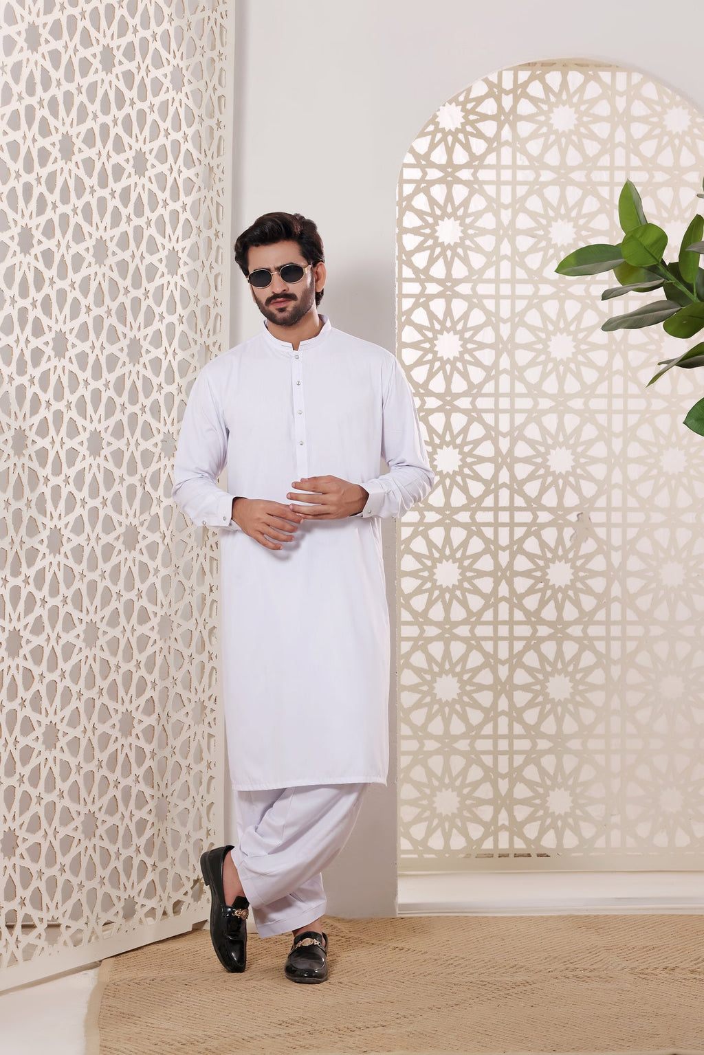 White Kurta Shalwar by Al Deebaj