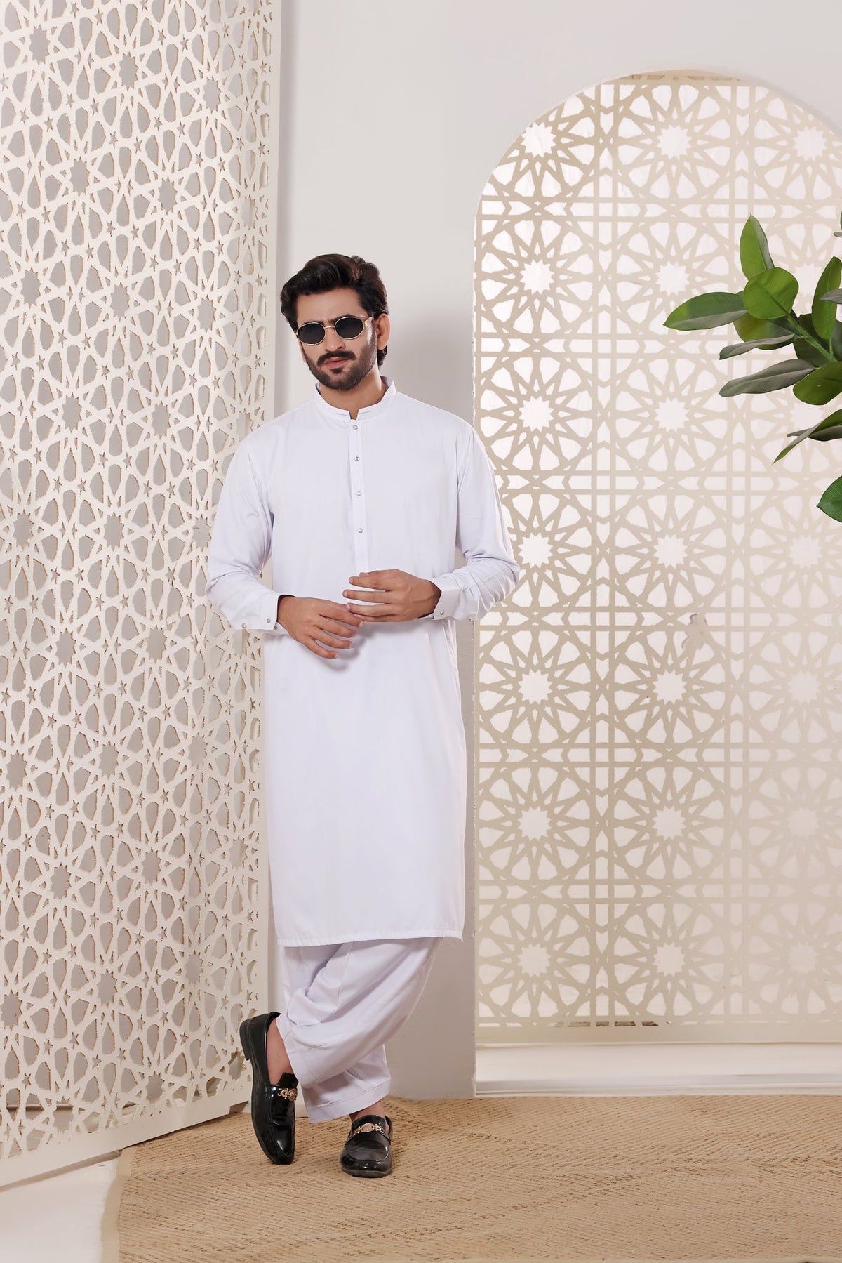 White Kurta Shalwar by Al Deebaj