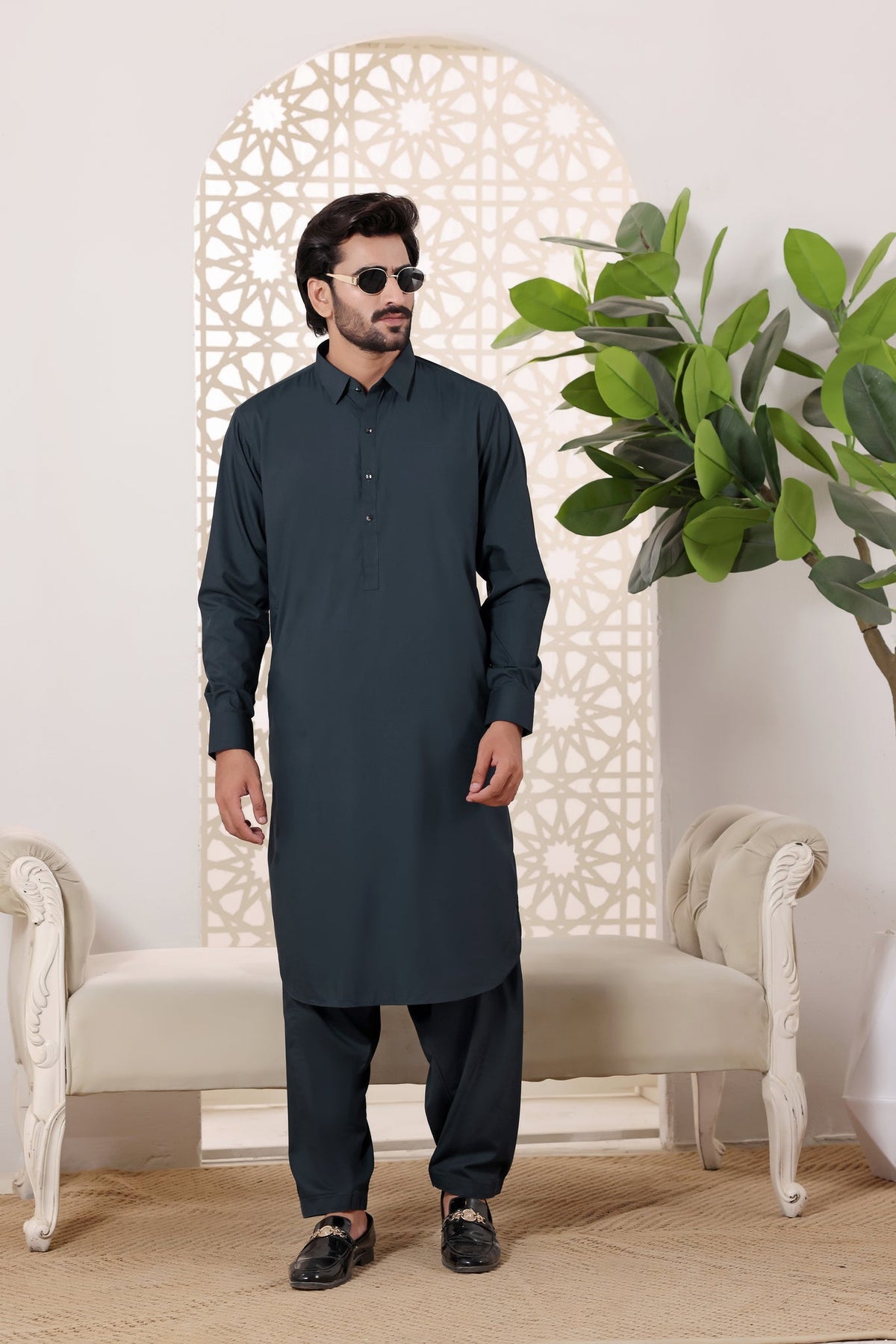 G.Blue Kurta Shalwar by Al Deebaj