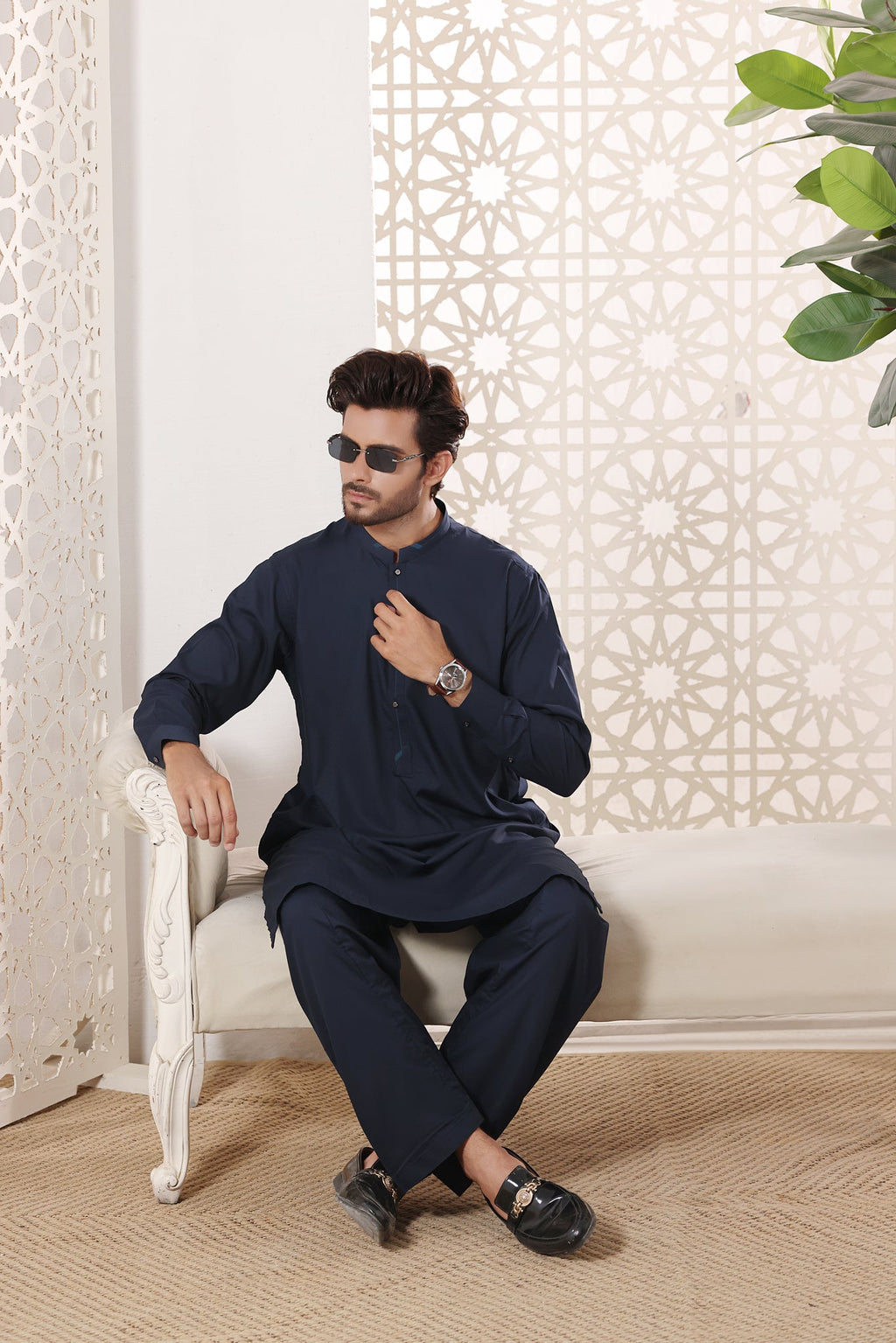 Navy Des Kurta Shalwar by Al Deebaj, photo 5