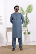 Greyish Blue Des Kurta Shalwar by Al Deebaj, photo 2