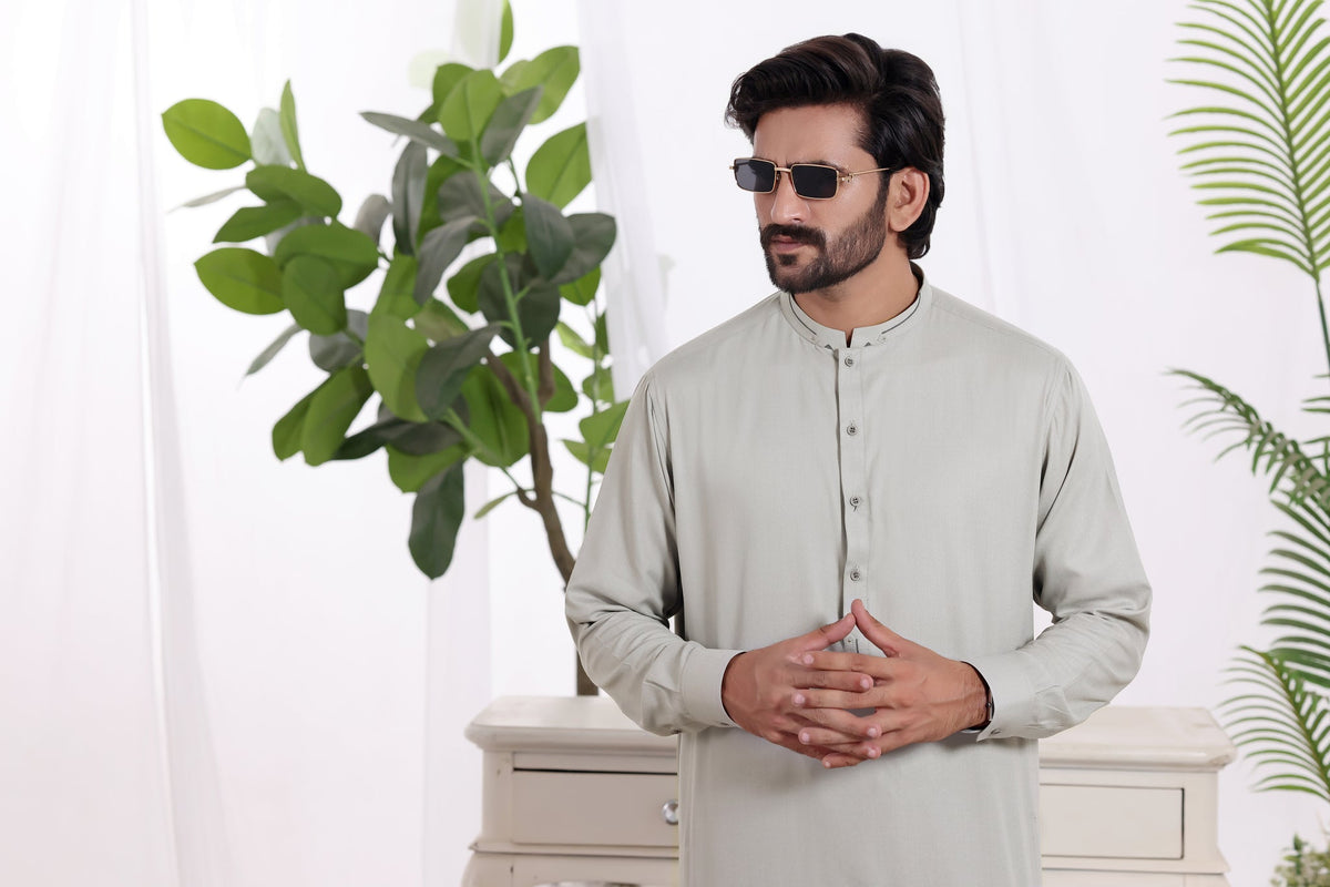 Silver Grey Des Kurta Shalwar by Al Deebaj, photo 5