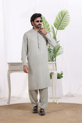 Silver Grey Des Kurta Shalwar by Al Deebaj