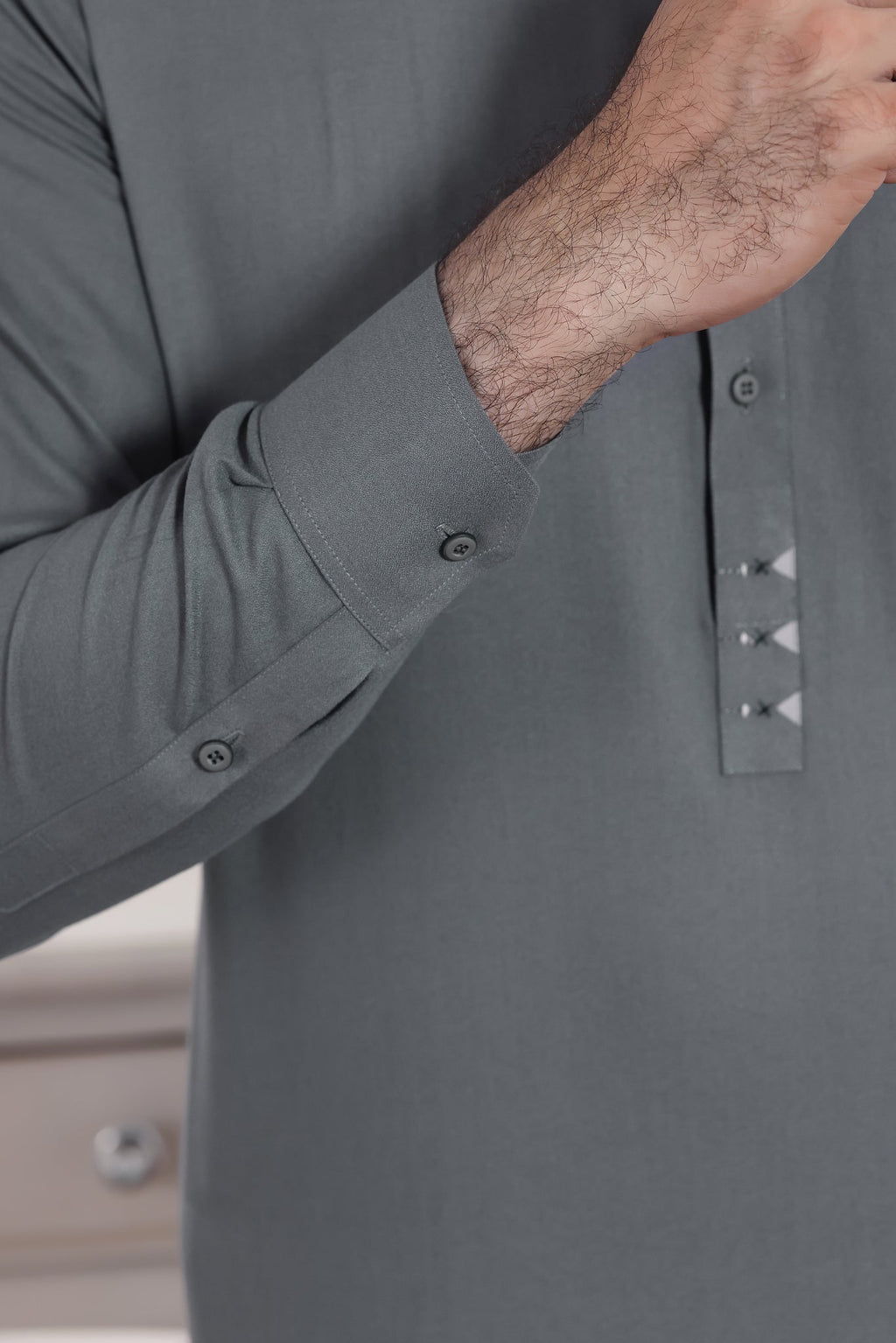 Grey Des Kurta Shalwar by Al Deebaj, photo 4