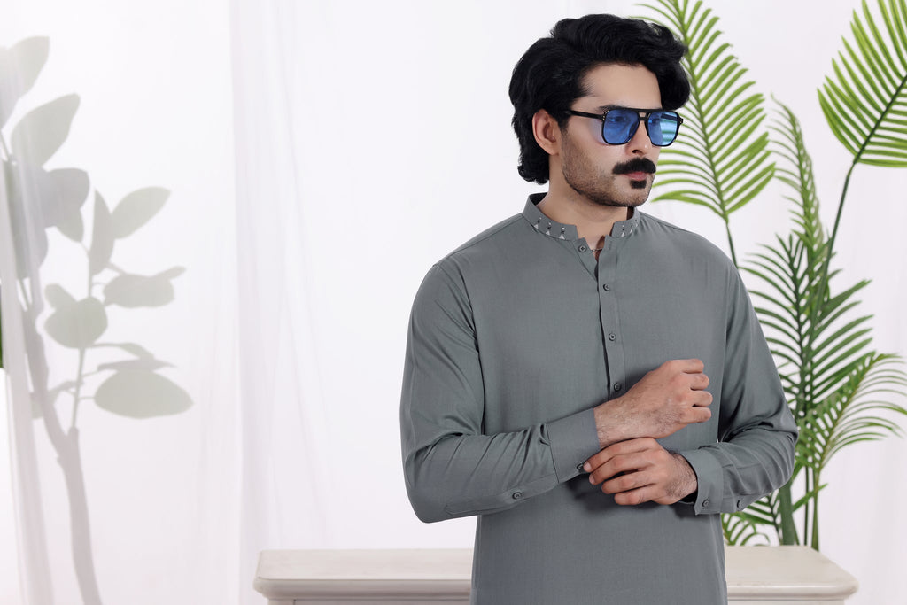 Grey Des Kurta Shalwar by Al Deebaj, photo 6