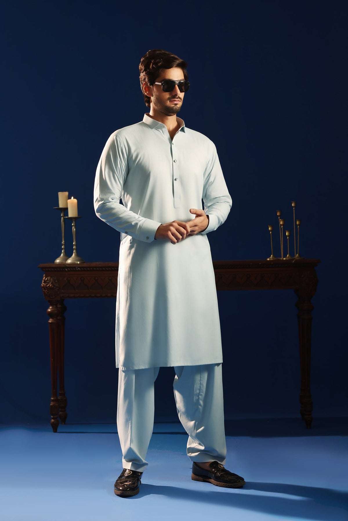 Aqua Frost Kurta Shalwar by Al Deebaj