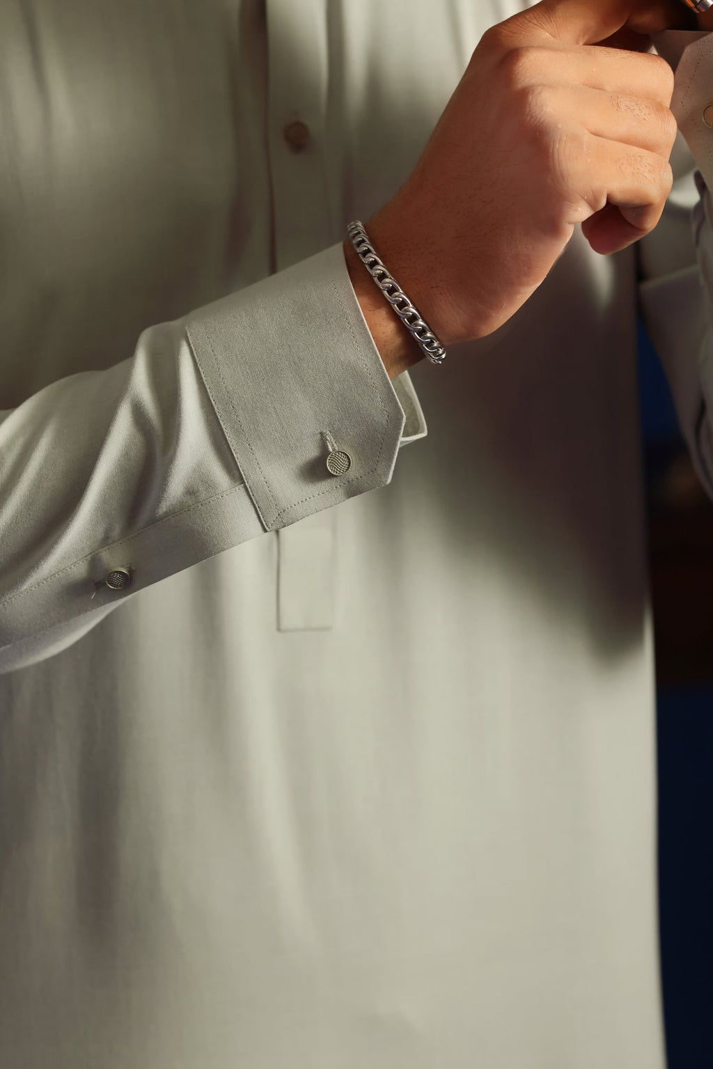 Ash Grey Kurta Shalwar by Al Deebaj, photo 4