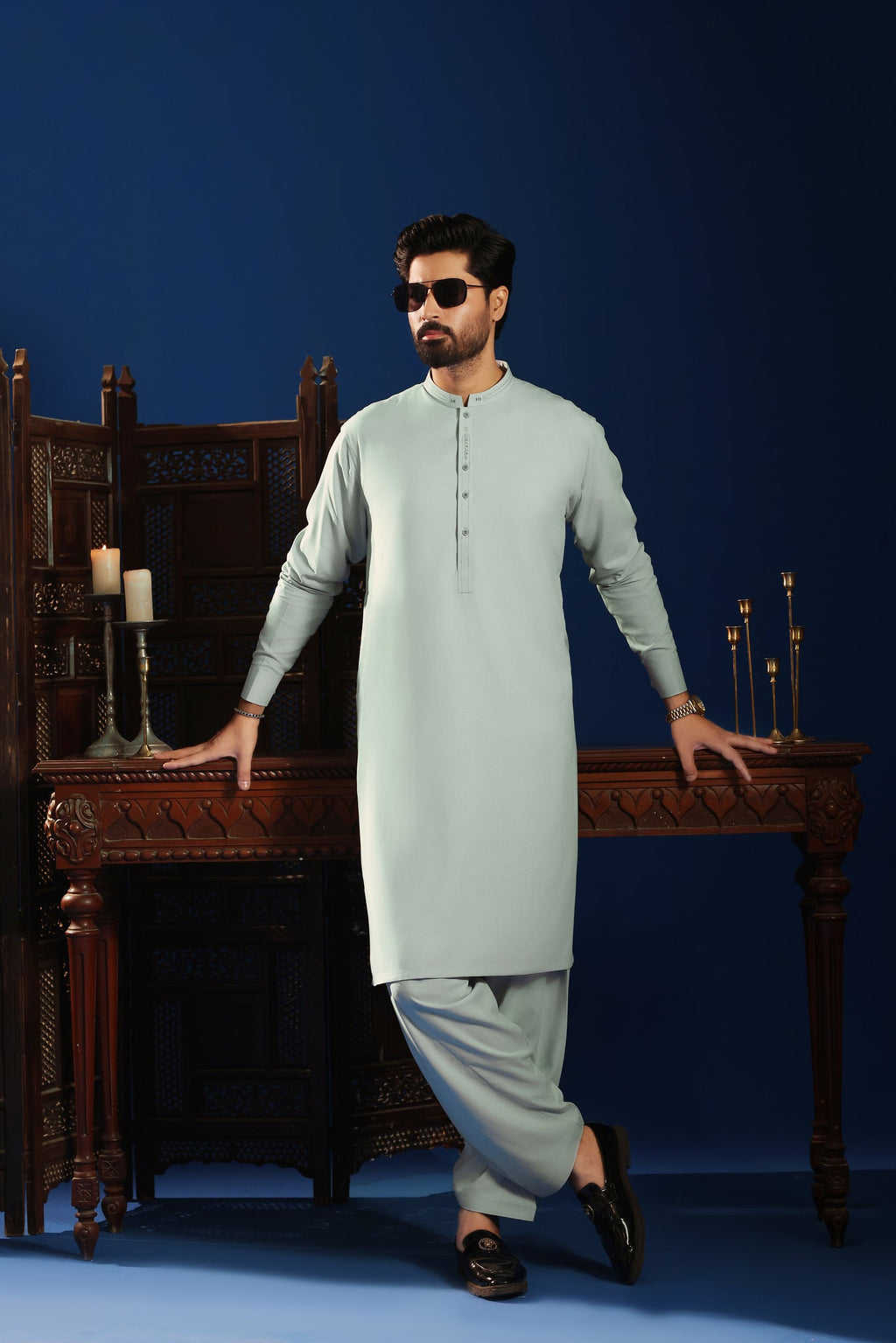 Aqua Mist Kurta Shalwar by Al Deebaj