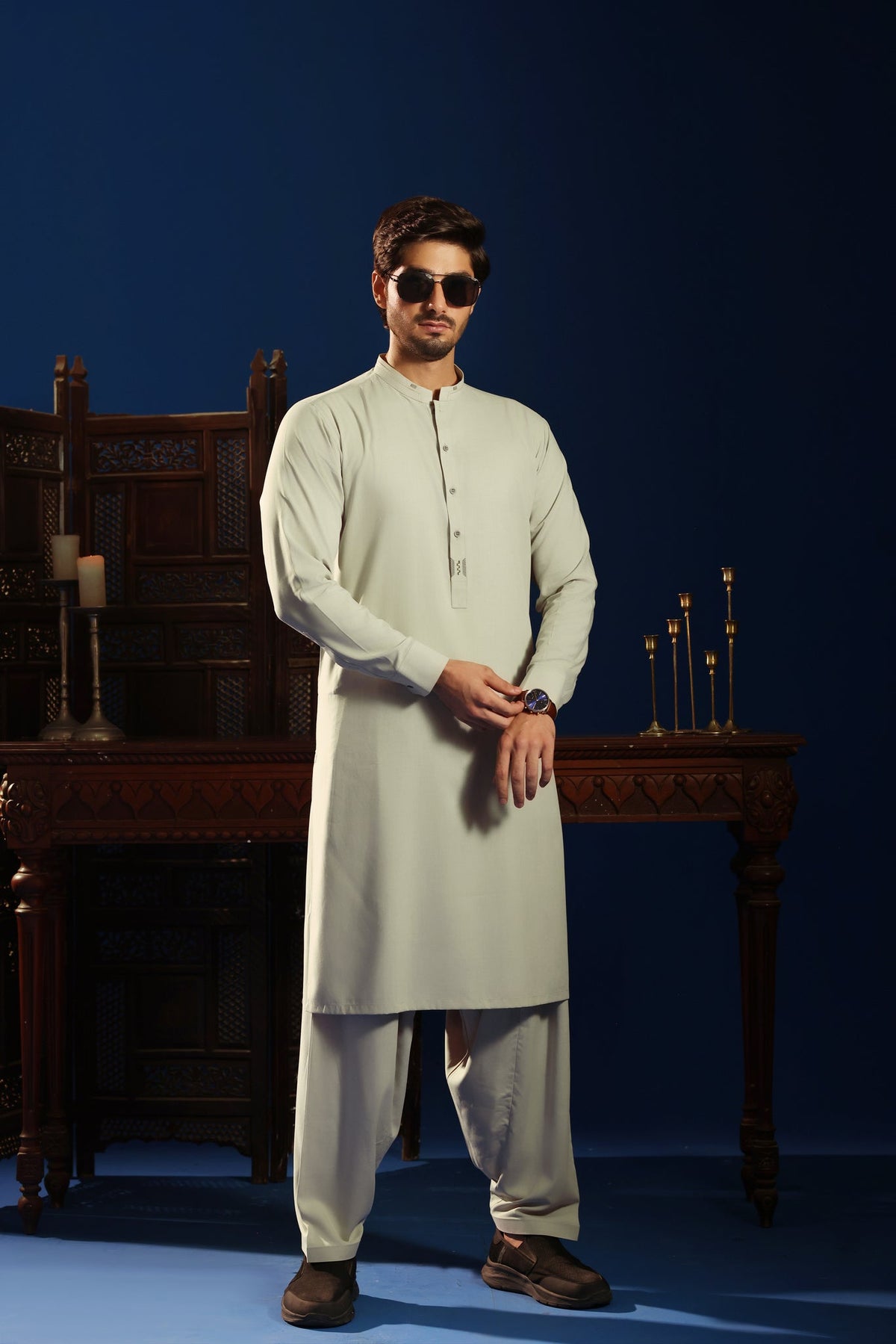 Lime Green Des Kurta Shalwar by Al Deebaj