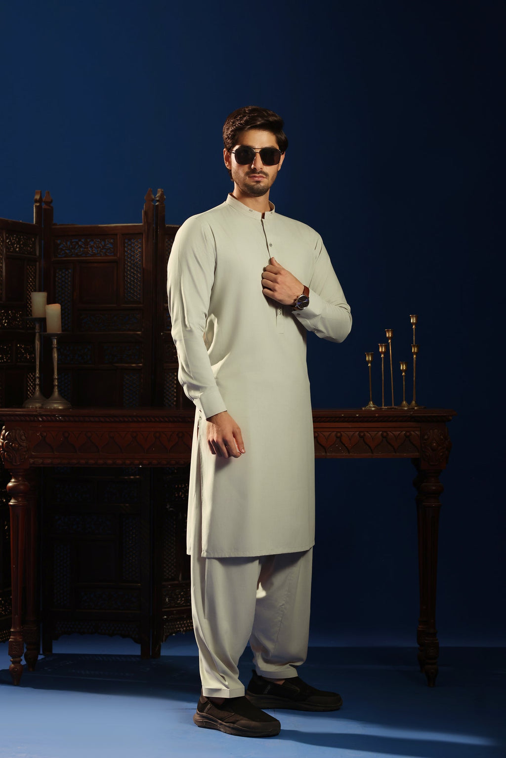 Lime Green Des Kurta Shalwar by Al Deebaj, photo 4