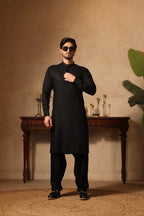Black Plain Kurta Shalwar by Al Deebaj