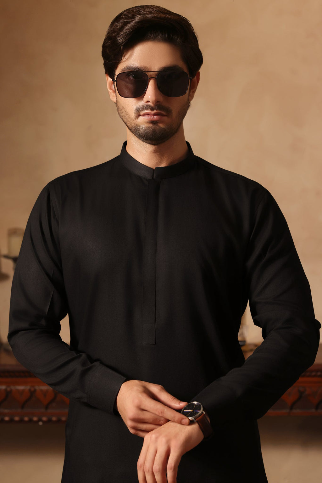 Black Plain Kurta Shalwar by Al Deebaj, photo 2