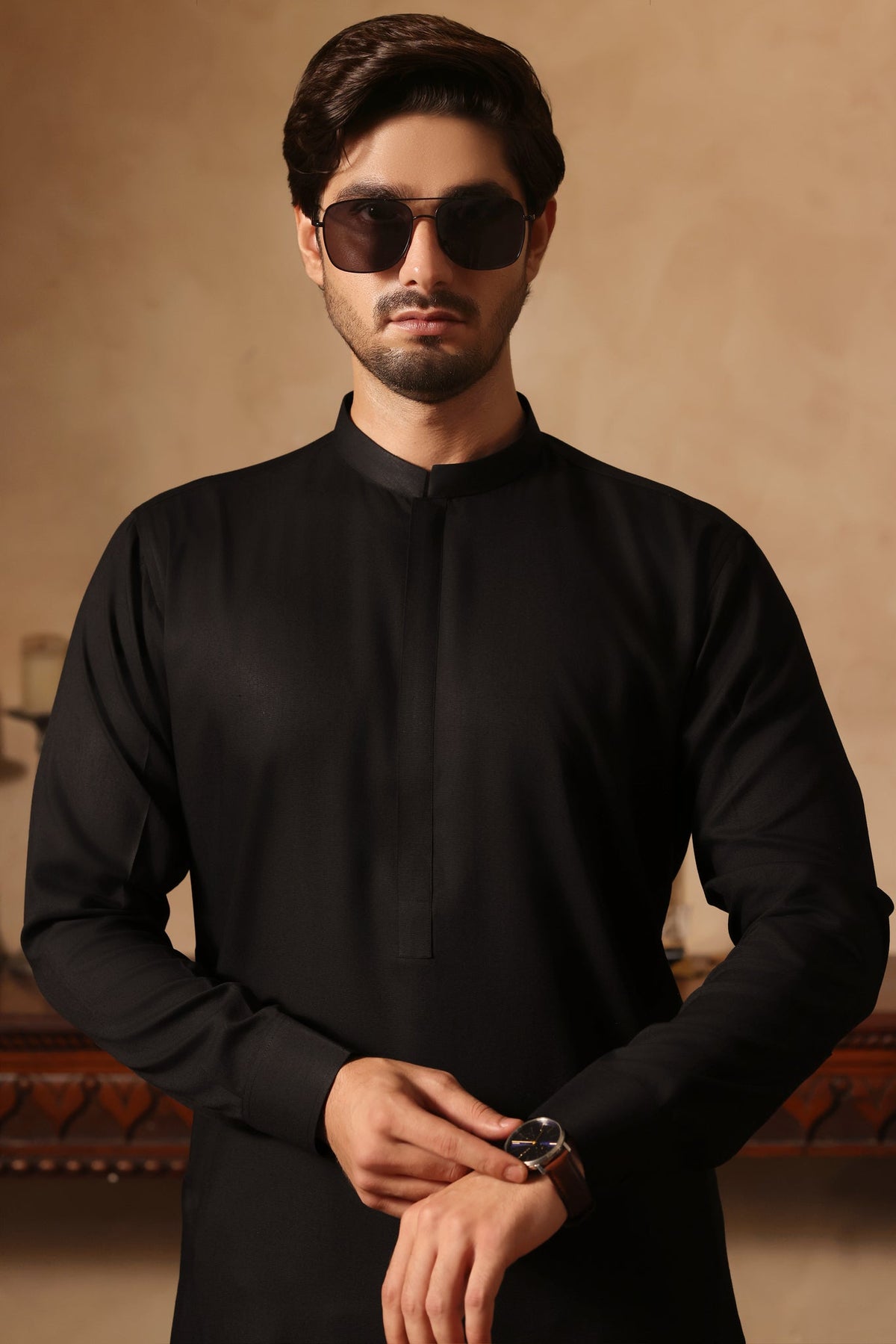 Black Plain Kurta Shalwar by Al Deebaj, photo 2