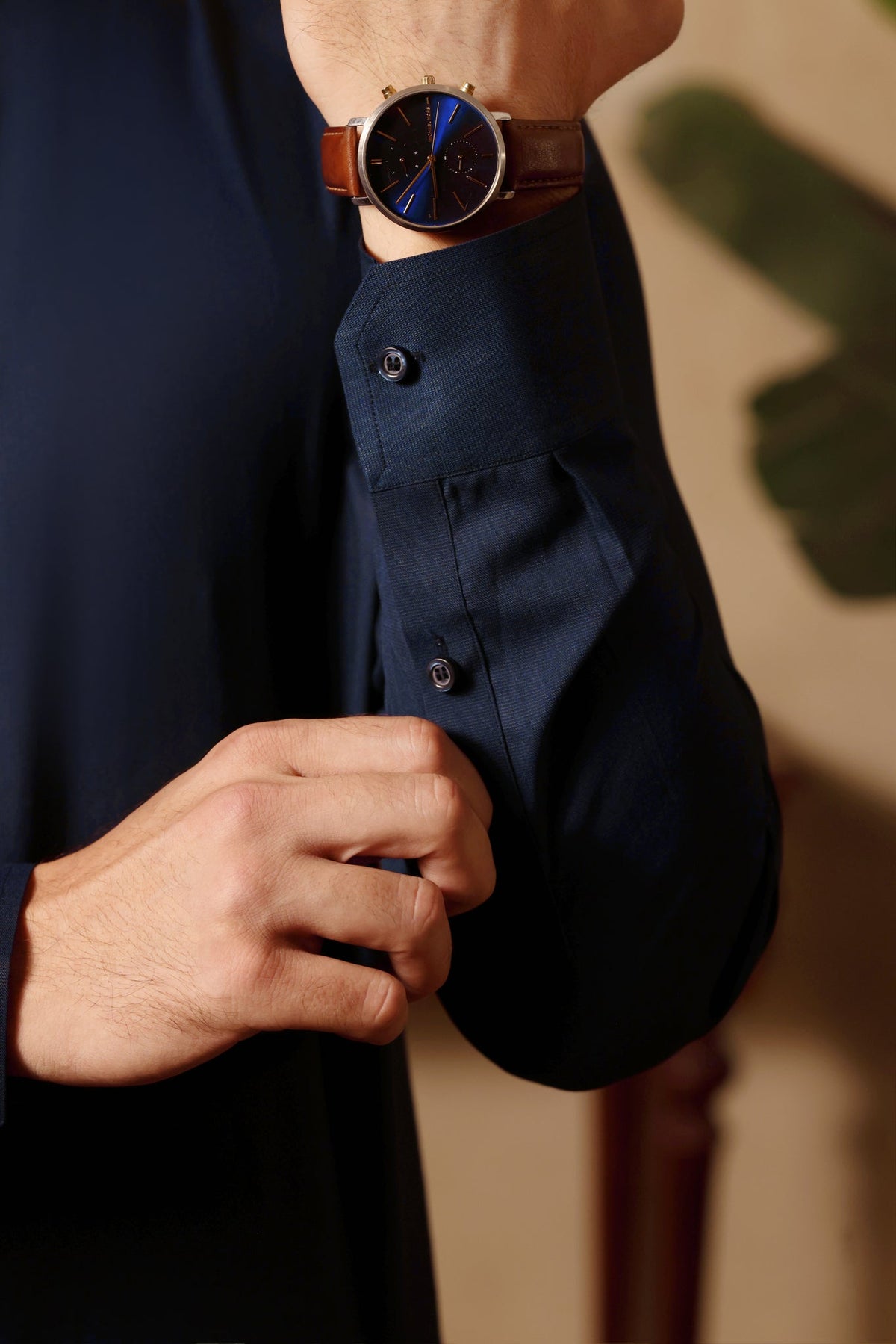 Navy Design Nafees Kurta Shalwar by Al Deebaj, photo 6