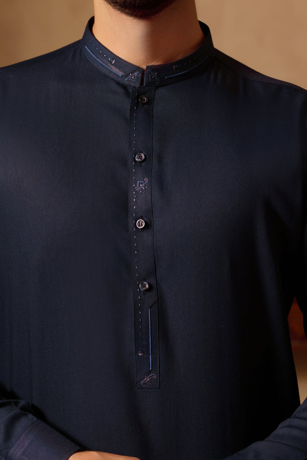 Navy Design Nafees Kurta Shalwar by Al Deebaj, photo 4