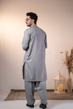 Malaysia Grey Plain Kurta Shalwar by Al Deebaj, photo 2
