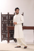 Cream Embroidery Kurta Shalwar by Al Deebaj