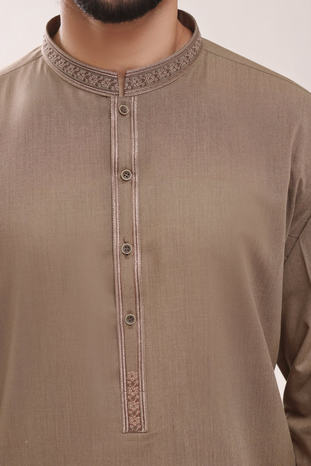 Brown Embroidered Kurta Shalwar by Al Deebaj, photo 2