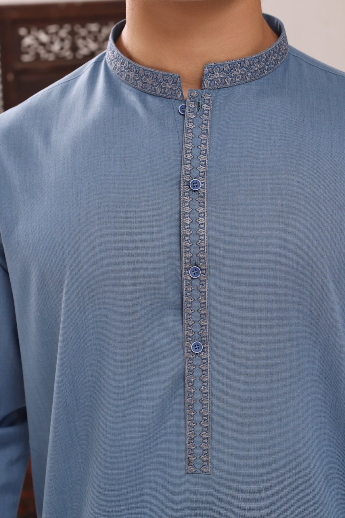 Light Blue Embroidered Kurta Shalwar by Al Deebaj, photo 5