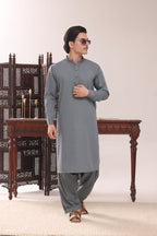 Light Grey Embroidered Kurta Shalwar by Al Deebaj
