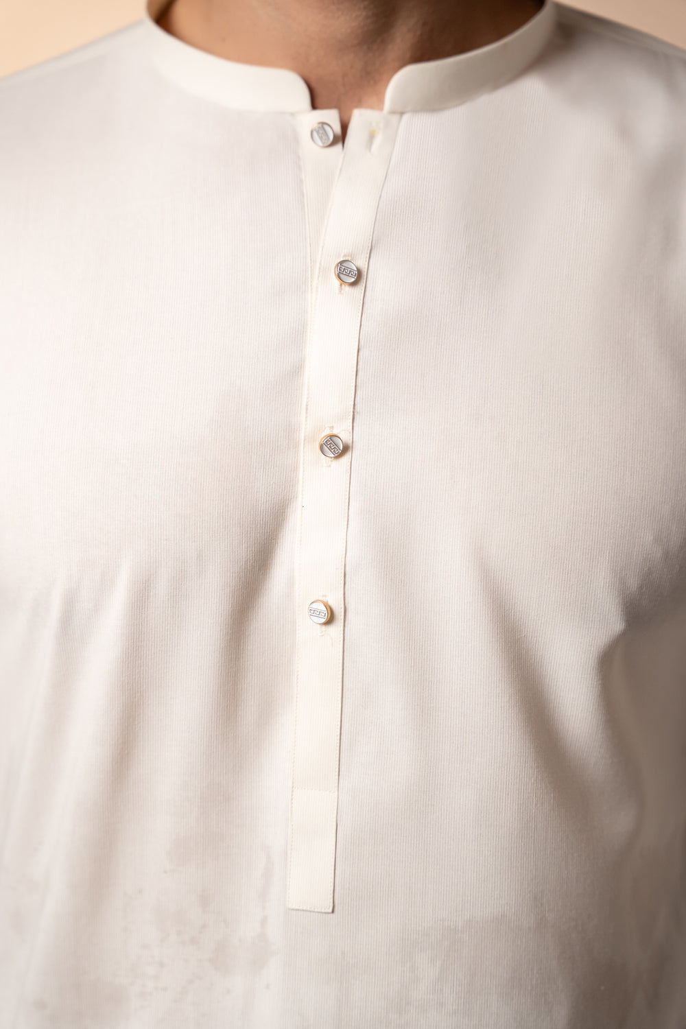 Cream Plain Kurta Shalwar by Al Deebaj, photo 2