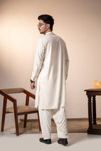 Cream Plain Kurta Shalwar by Al Deebaj, photo 3