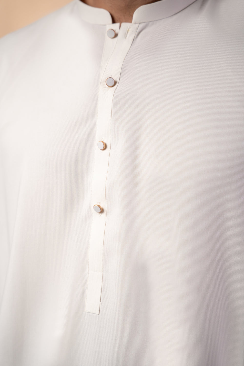 Off-White Plain Kurta Shalwar by Al Deebaj, photo 2