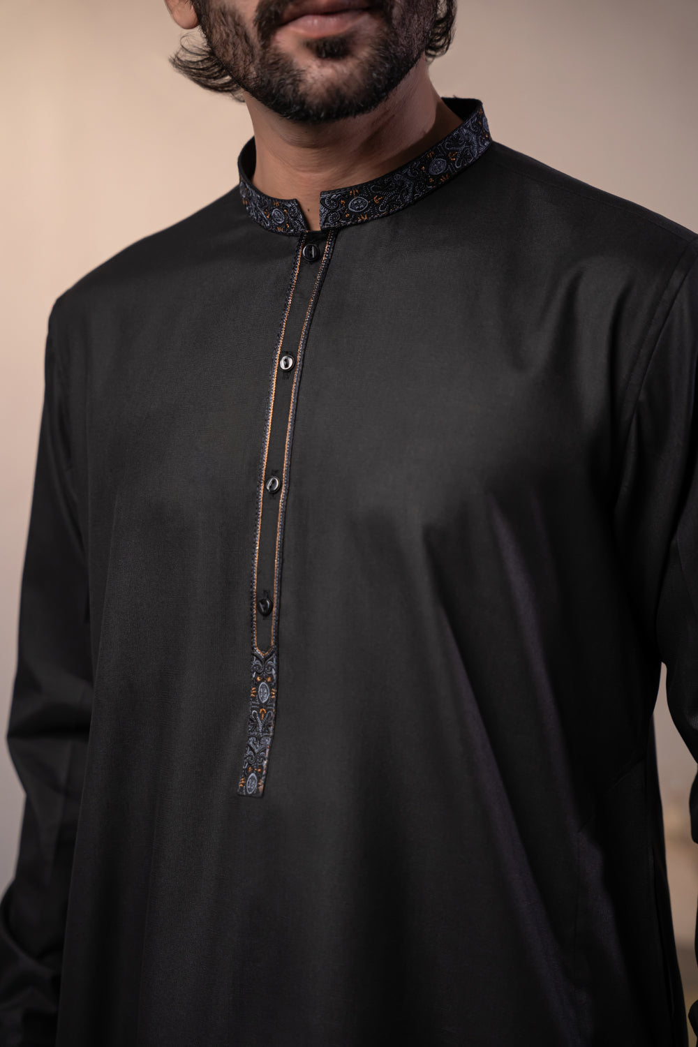 Black Embroidered Kurta Shalwar by Al Deebaj, photo 4