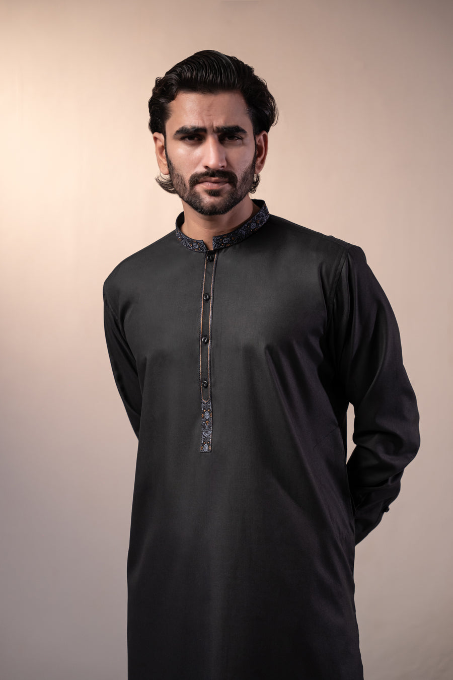Black Embroidered Kurta Shalwar by Al Deebaj, photo 2
